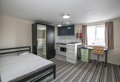 Typical studio in Winton Halls student accommodation and flats